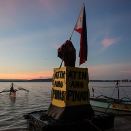 Fisherfolk release giant buoy in Zambales town