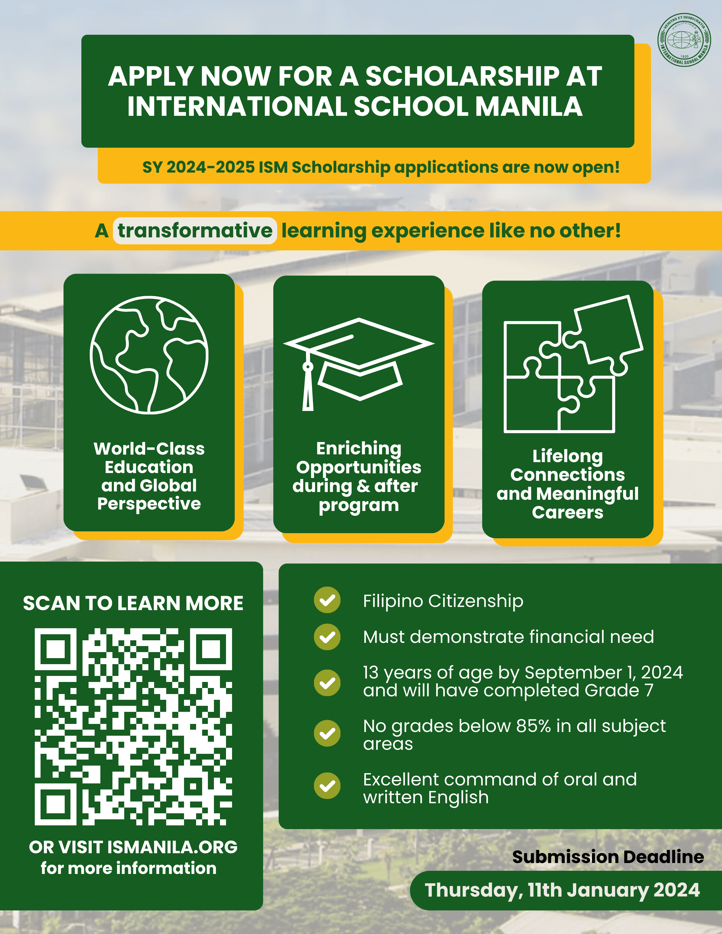 International School Manila opens applications for scholarship program 
