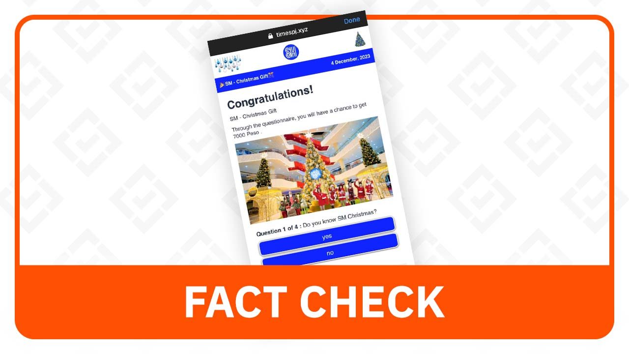 FACT CHECK: Link to P7,000 SM Supermall Christmas gift is fake