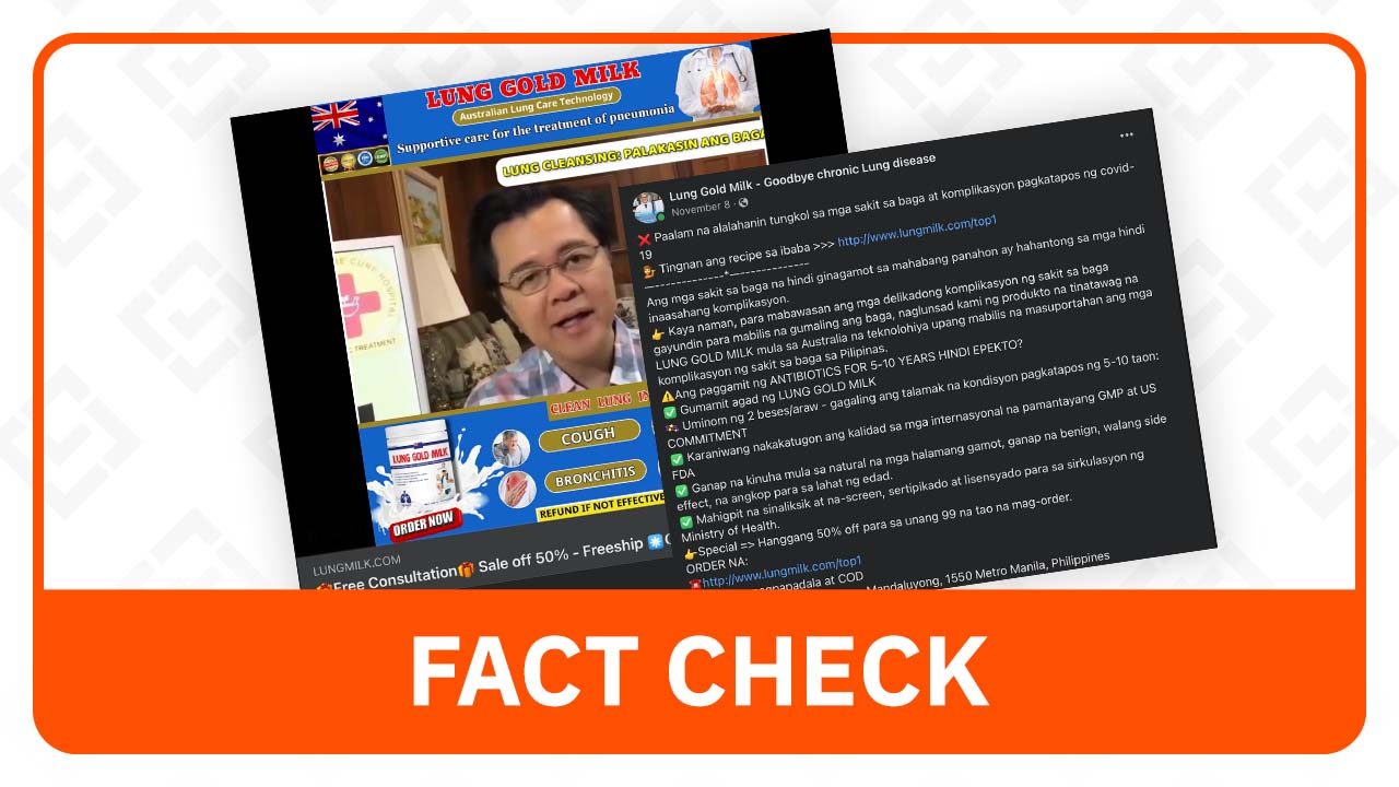 FACT CHECK: Doc Willie Ong doesn’t endorse Lung Gold Milk