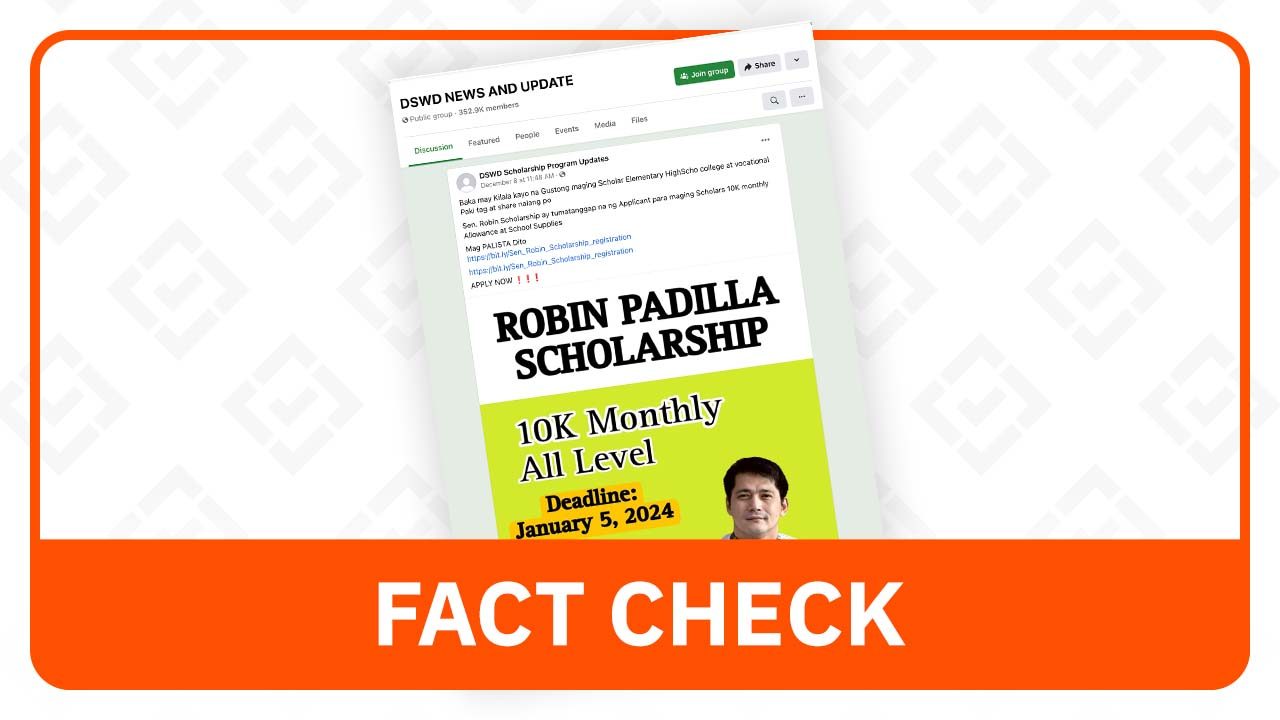 FACT CHECK: Registration link for ‘Robin Padilla scholarship’ is fake