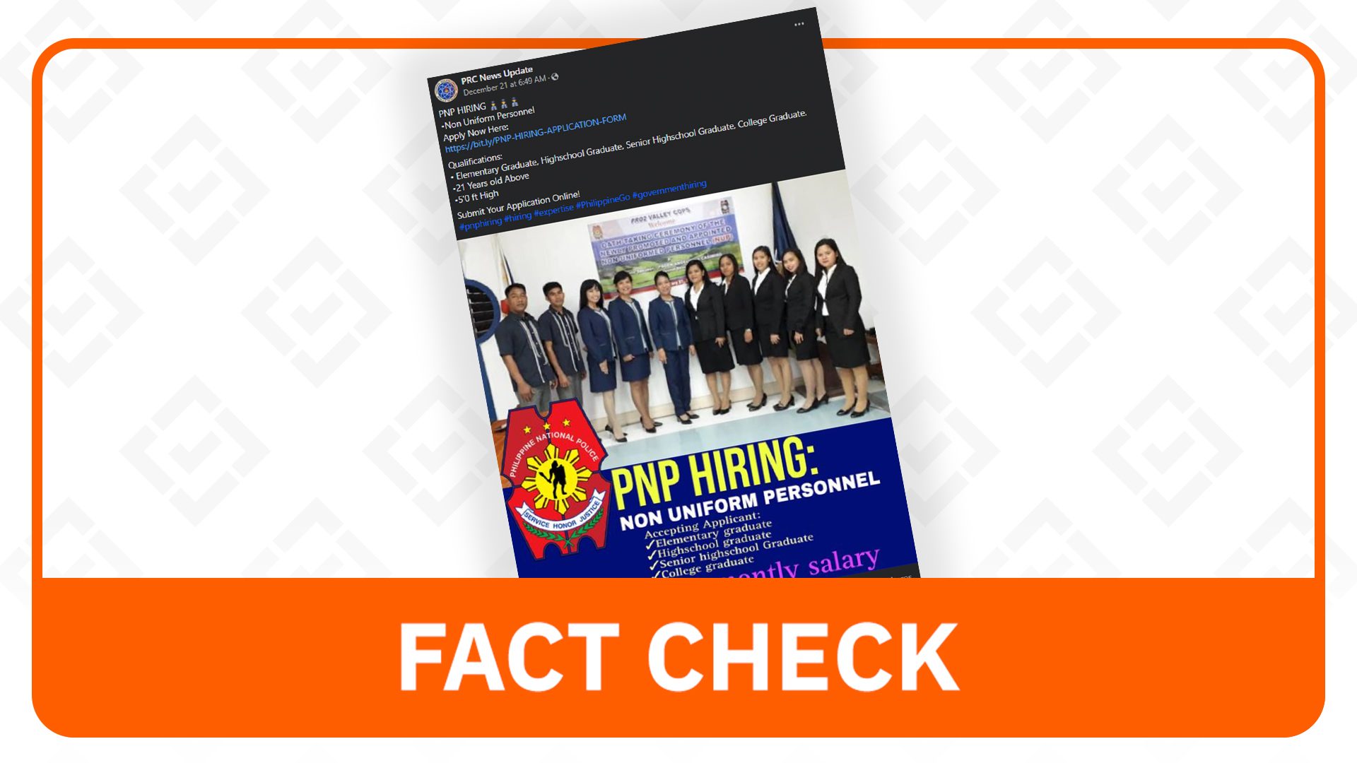 FACT CHECK: Link for ‘PNP Non-Uniformed Personnel’ application is fake