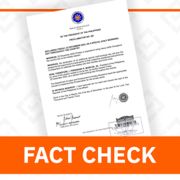 FACT CHECK: No Palace proclamation on December 22 as half-working day