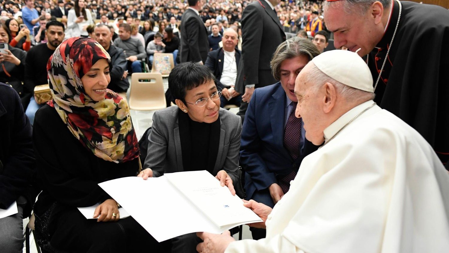 Nobel Peace Prize laureates Maria Ressa, Tawakkol Karman meet Pope Francis