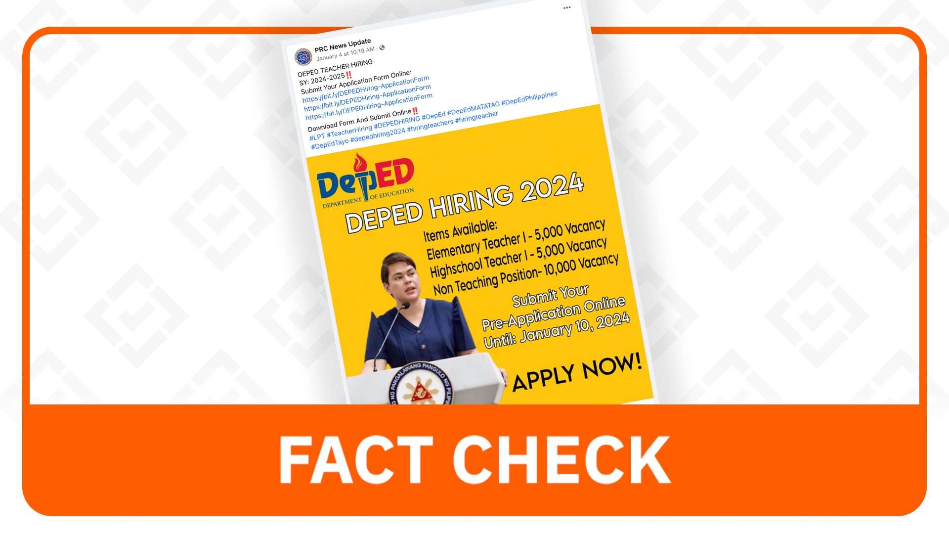 FACT CHECK: Post on teacher job openings not from DepEd