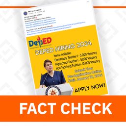 FACT CHECK: Post on teacher job openings not from DepEd