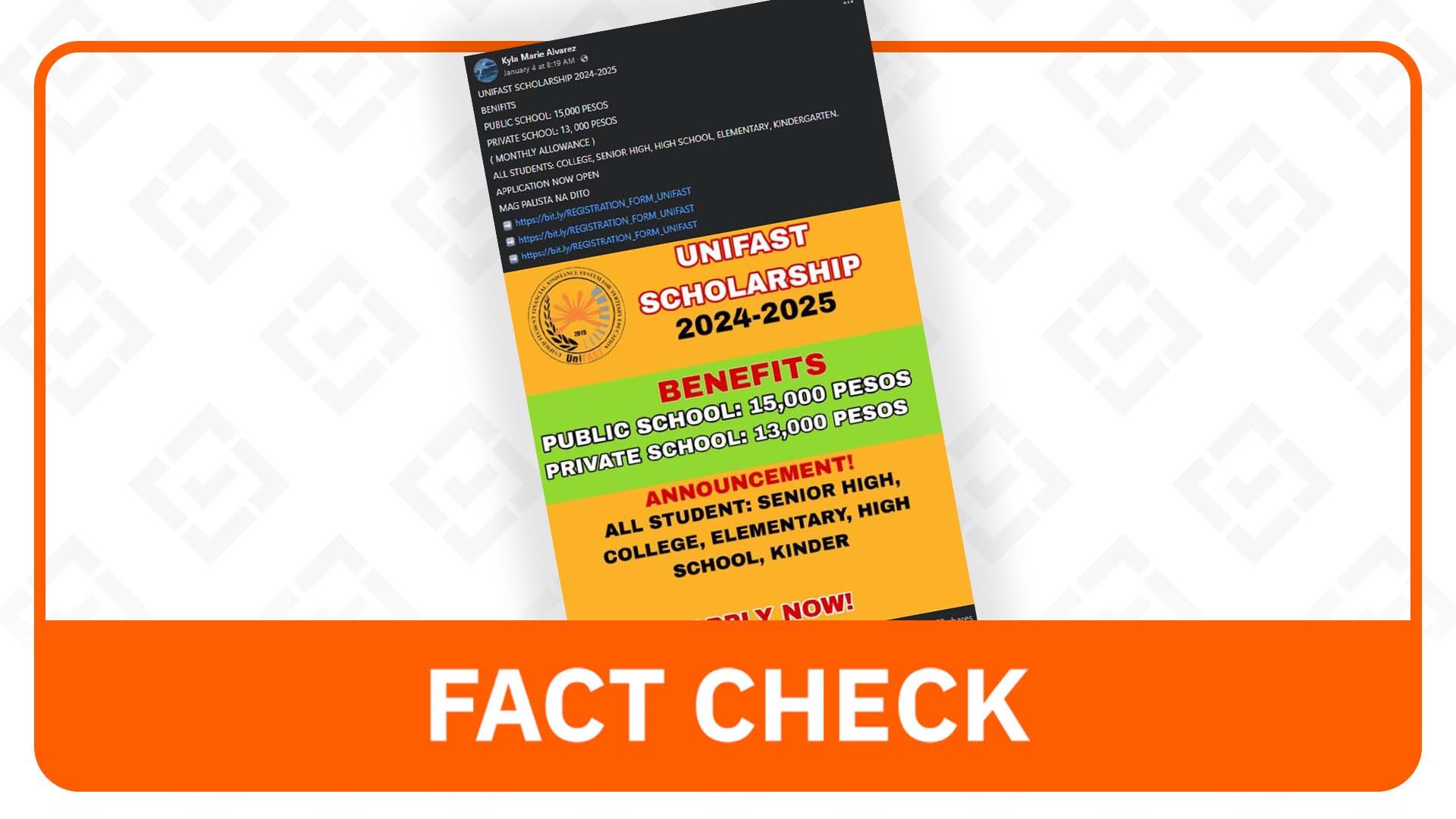 FACT CHECK: Link for CHED-UniFast scholarship is fake