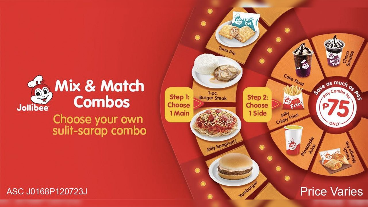 You can now ‘Mix and Match’ Jollibee combos