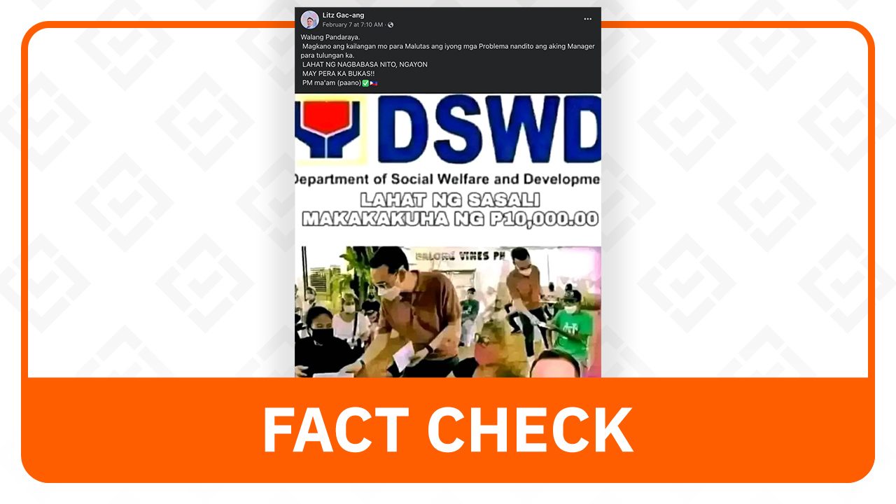 FACT CHECK: DSWD has no program offering ‘immediate’ cash aid