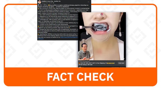FACT CHECK: Doc Willie Ong ad for niacinamide toothpaste is fake