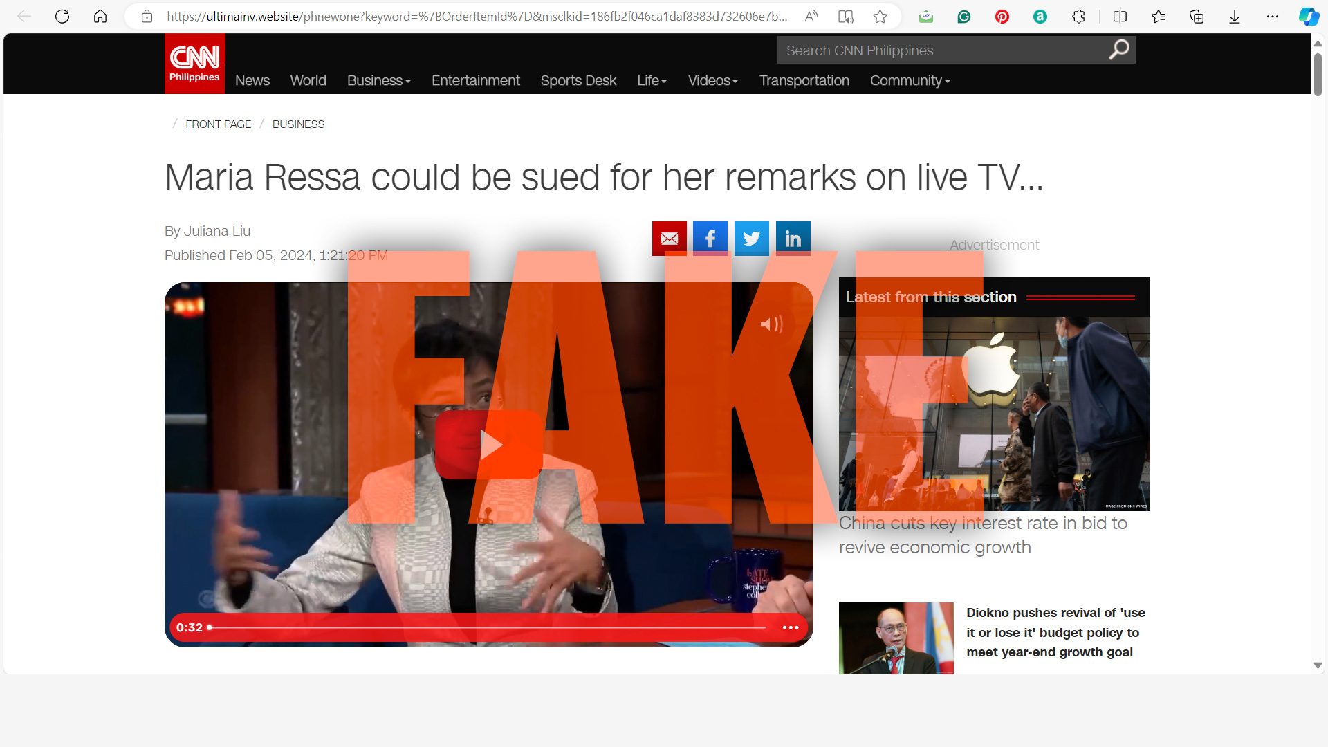 Russian scam network circulates Maria Ressa deepfake through Facebook, Microsoft’s Bing