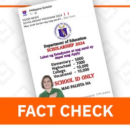 FACT CHECK: DepEd doesn’t offer up to P10,000 scholarship via online forms