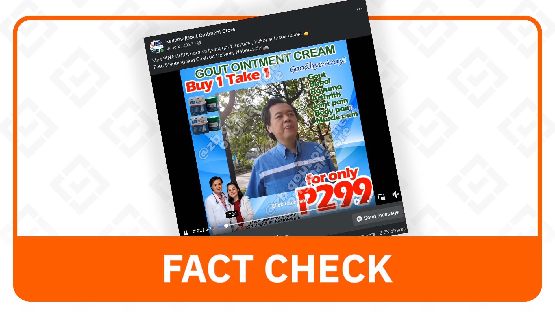 FACT CHECK: Doc Willie Ong not endorsing unregistered gout ointment