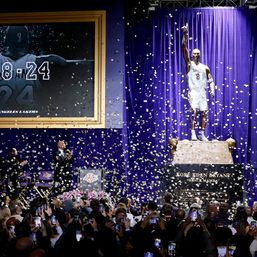 ‘Leave a legend’: Lakers unveil first of 3 Kobe Bryant statues