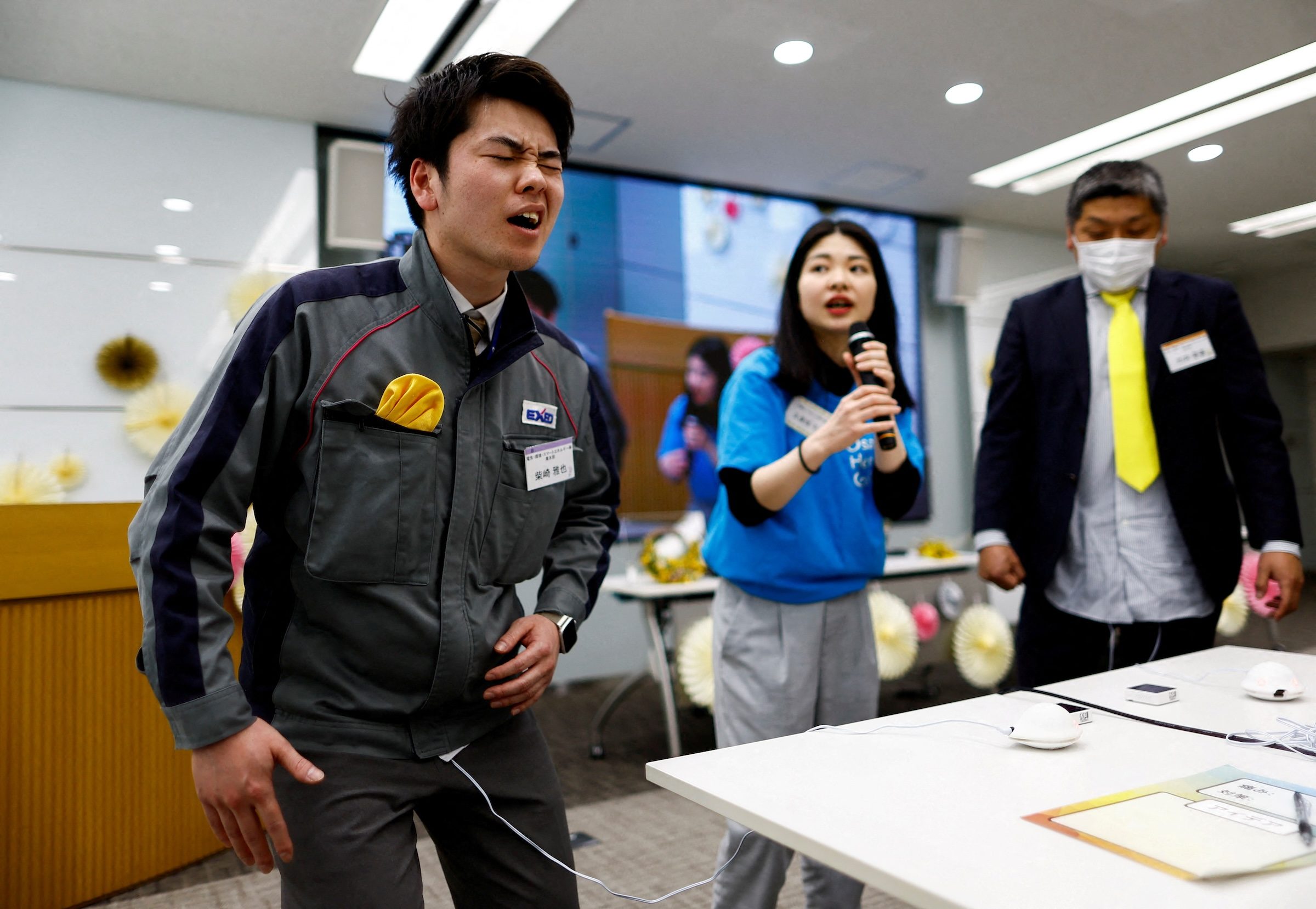 ‘I couldn’t move’: Japanese male office workers experience simulated menstrual pain
