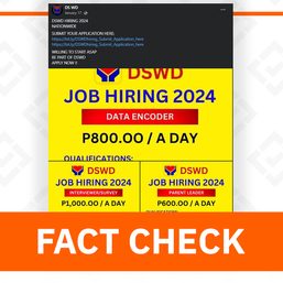 FACT CHECK: Post on job vacancies not from official DSWD page