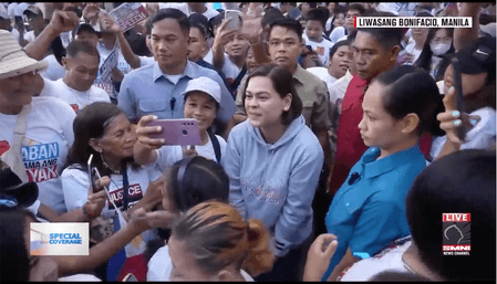 Muted support? Sara Duterte attends rally calling for Marcos’ resignation