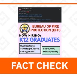FACT CHECK: Post on job openings for high school graduates not from BFP
