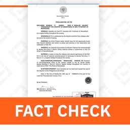 FACT CHECK: No Palace proclamation declaring March 11 a regular holiday 