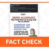 FACT CHECK: No ‘allowance program’ offered by DepEd
