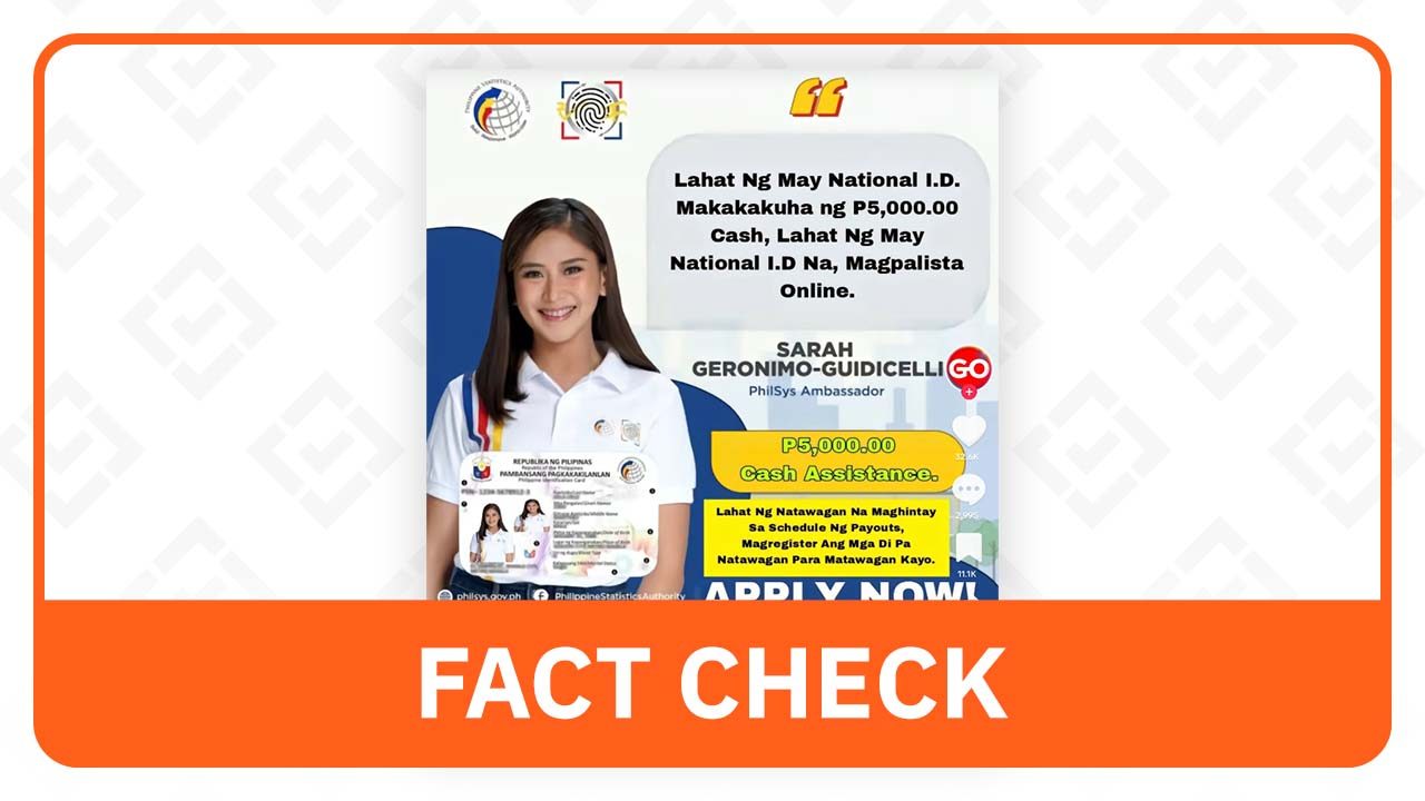 FACT CHECK: No PhilSys program offering P5,000 aid for national ID holders