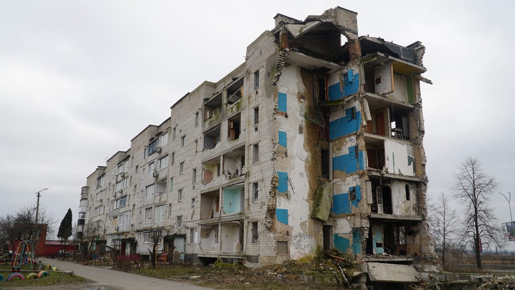 An apartment building in Borodyanka, Ukraine, destroyed by Russian aerial attacks from February to March 2022. Photo by JC Gotinga/Rappler
