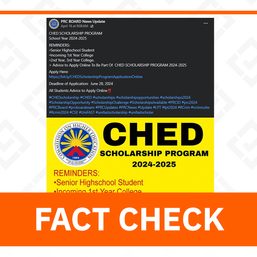 FACT CHECK: Wala pang anunsiyo ng CHED scholarship program para sa AY 2024-2025