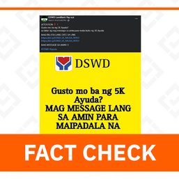 FACT CHECK: Walang link mula sa DSWD para sa P5,000 ayuda