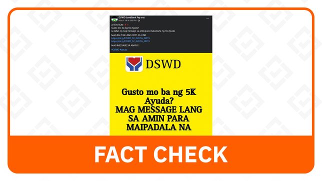 FACT CHECK: Walang link mula sa DSWD para sa P5,000 ayuda