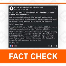 FACT CHECK: Chinese tourists increased under Marcos admin