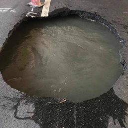 Sinkhole near Villamor Air Base causes partial closure of Sales Road in Pasay