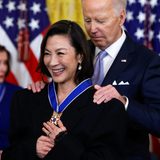 Biden gives Katie Ledecky, Michelle Yeoh the Medal of Freedom