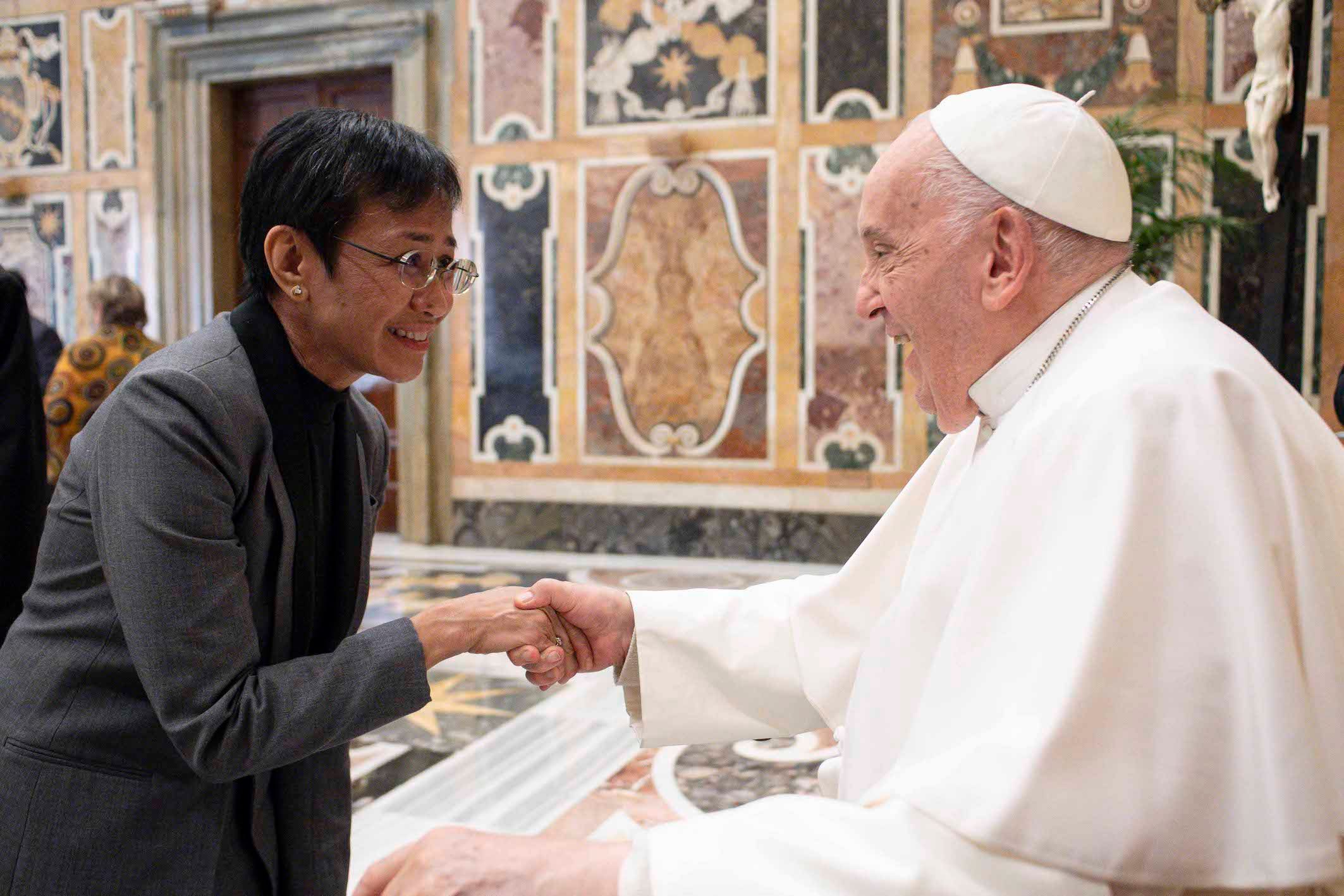 Nobel laureates meet Pope Francis, seek help to end war and build peace