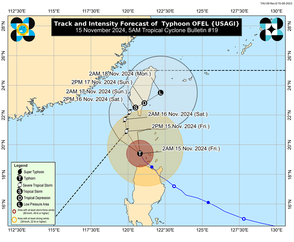Ofel Signal No. 4 lifted as Typhoon Ofel continues to weaken over Luzon Strait