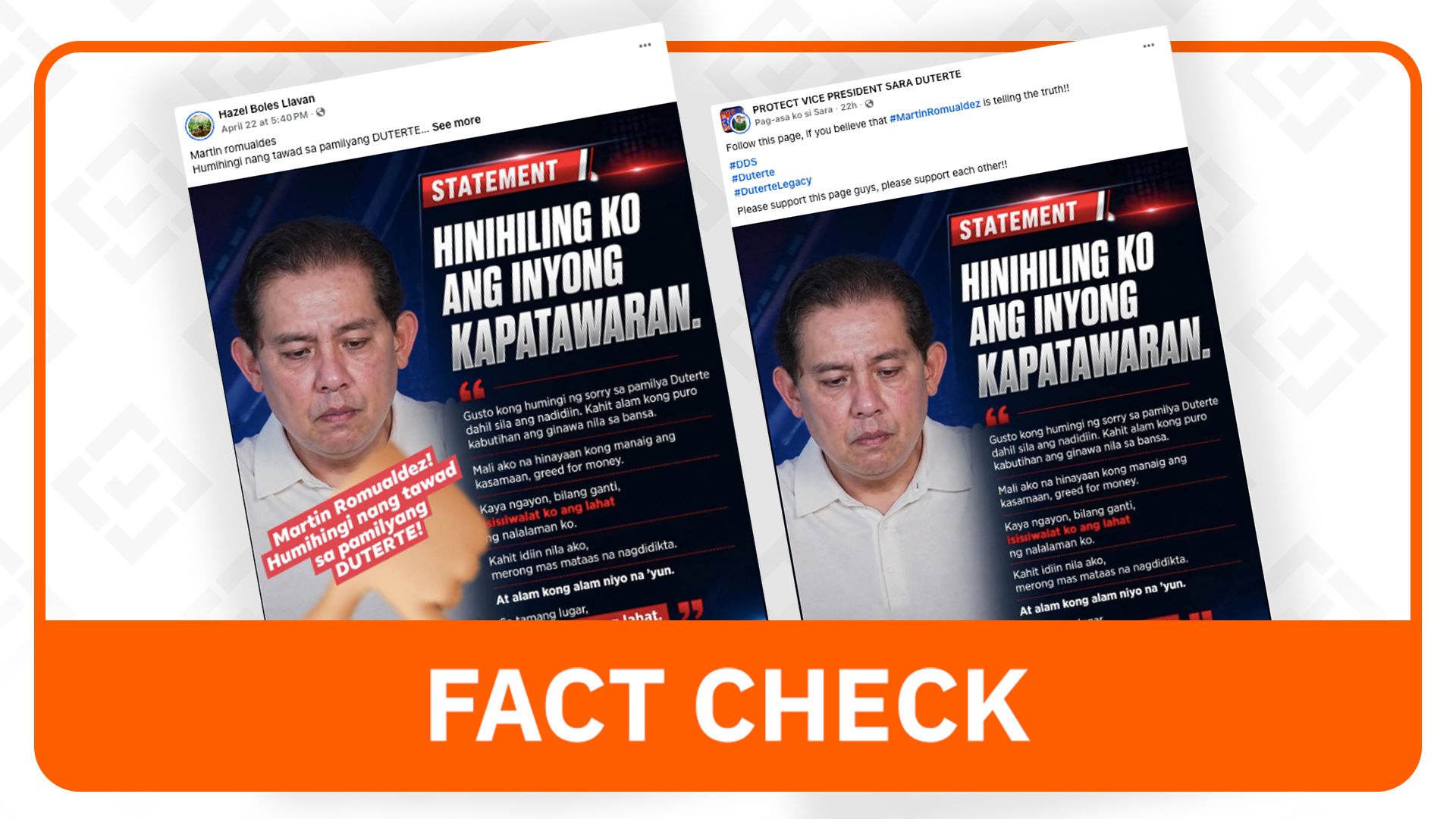 FACT CHECK: Martin Romualdez did not apologize to Duterte family