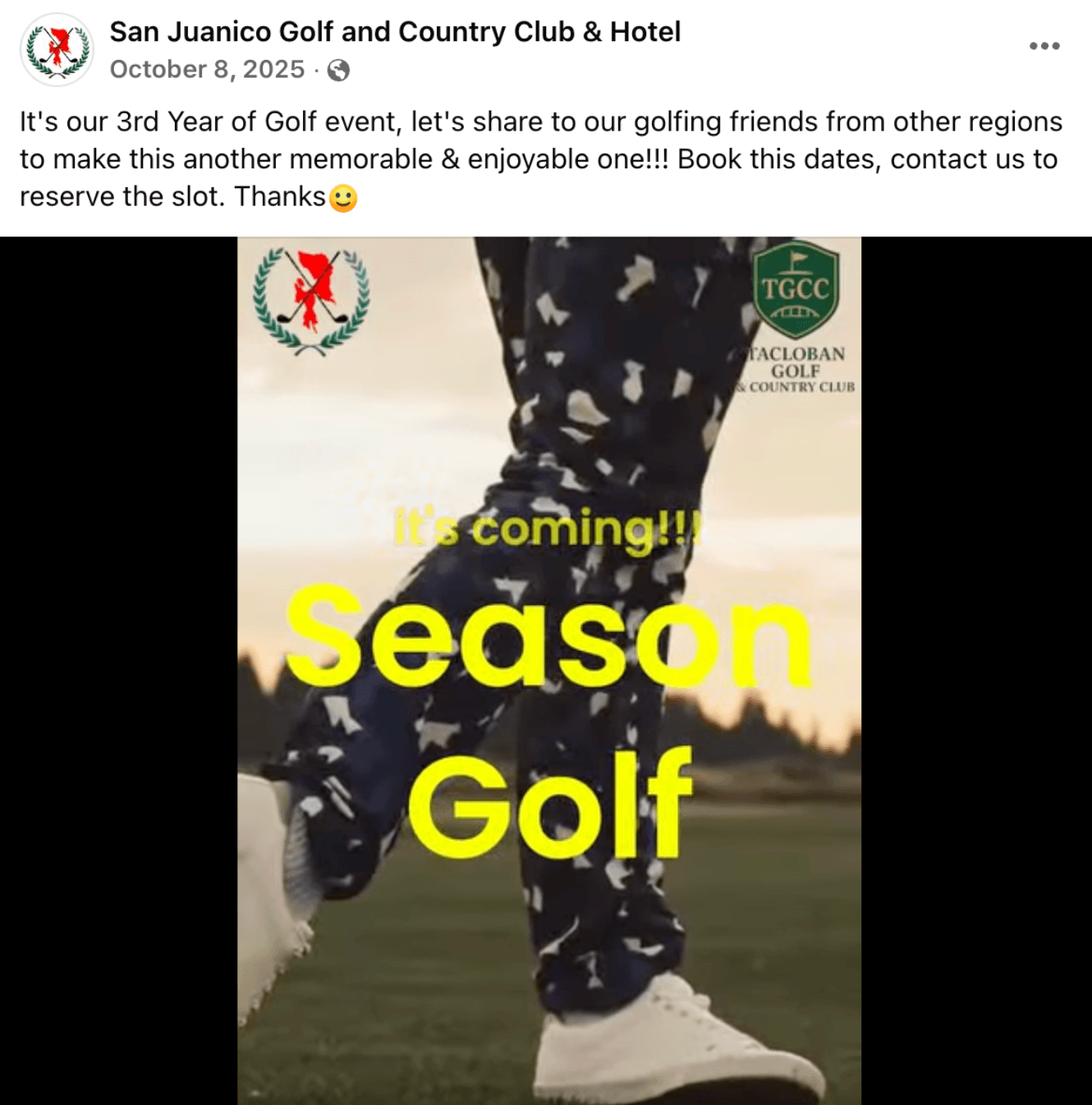 TGCC logo in San Juanico golf course promotional materials