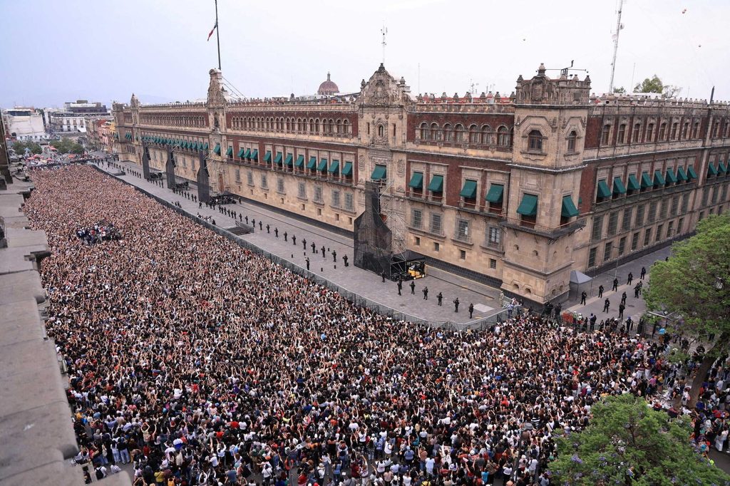 Fans gather at Mexico City's Zocalo as BTS appear at National Palace