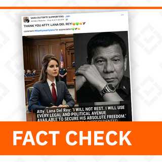 FACT CHECK: Singer Lana del Rey not part of Duterte’s defense team