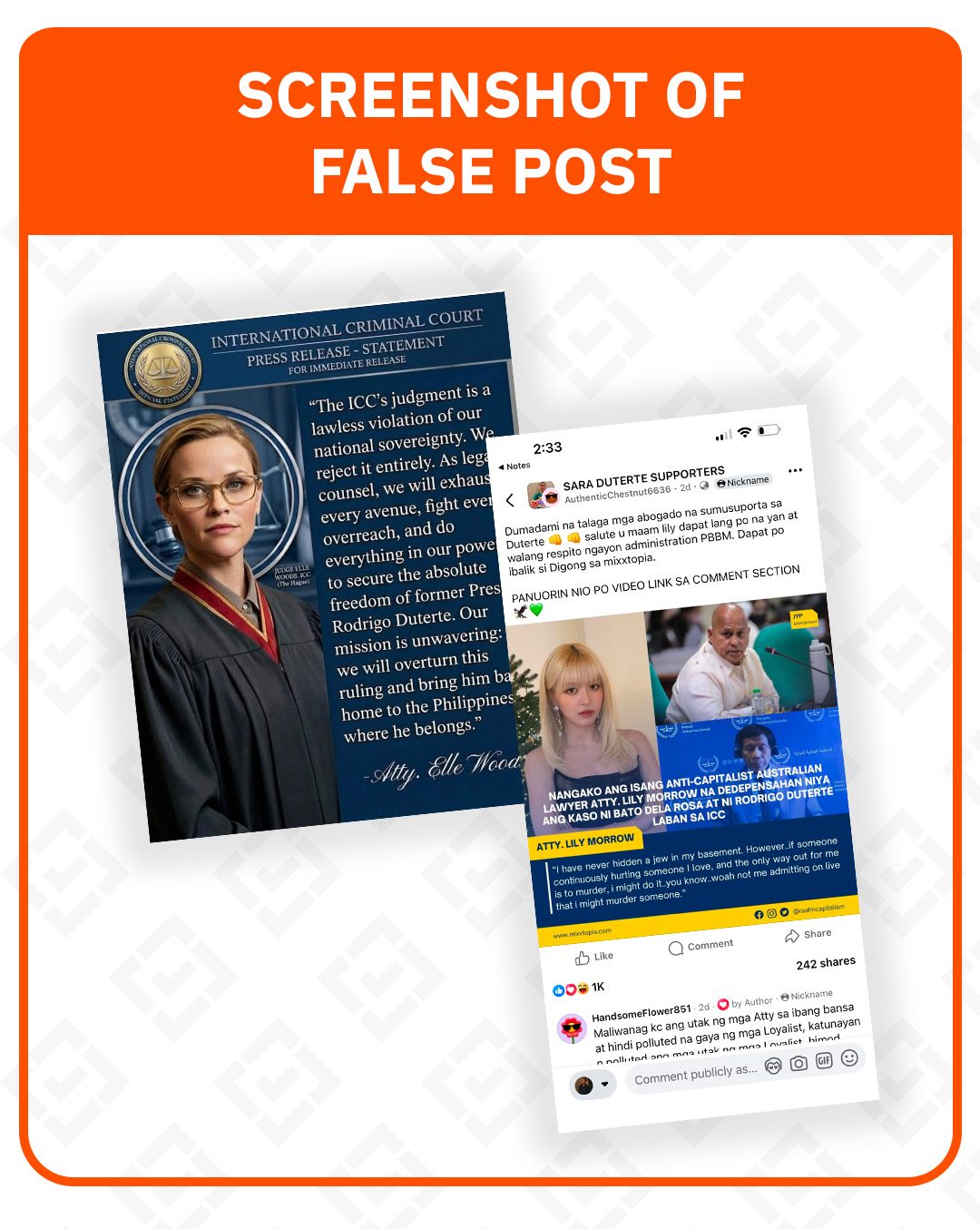 FACT CHECK: Fake quote cards on Duterte’s ICC defense cite fictional lawyers