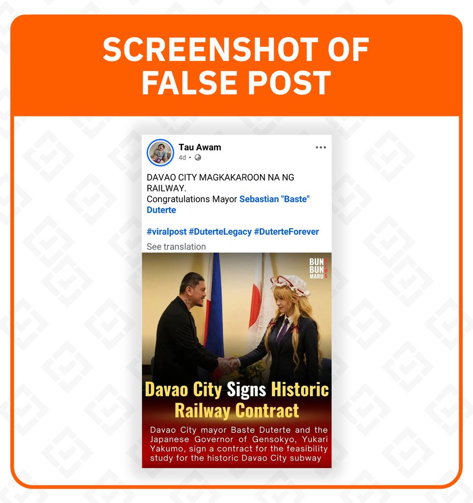 FACT CHECK: Post falsely claiming Davao City railway deal uses image of ...