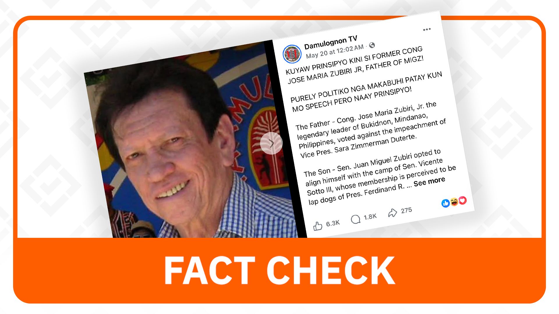 FACT CHECK: Senator Migz Zubiri’s father Joe did not vote against Sara Duterte impeachment