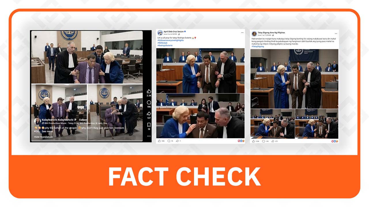 FACT CHECK: Photos of Duterte being assisted in ICC courtroom are AI-generated