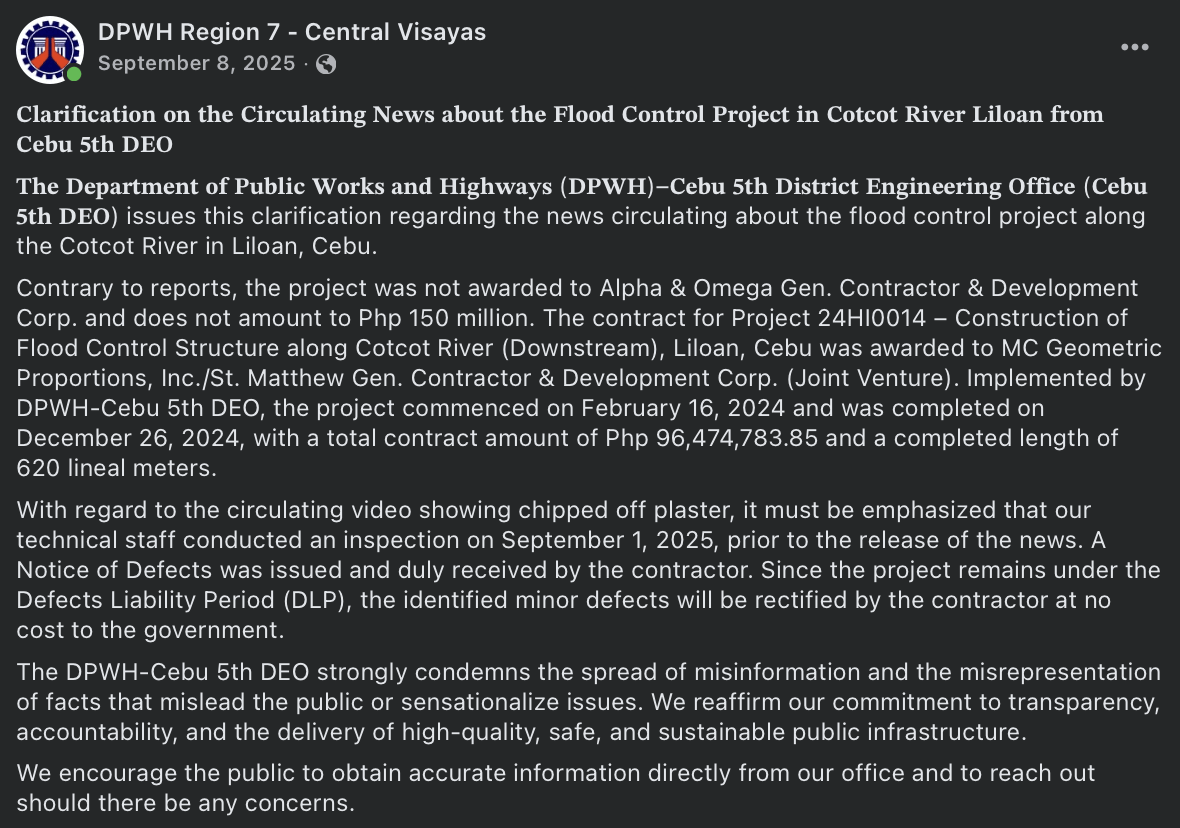 Notice of Defects DPWH Region 7