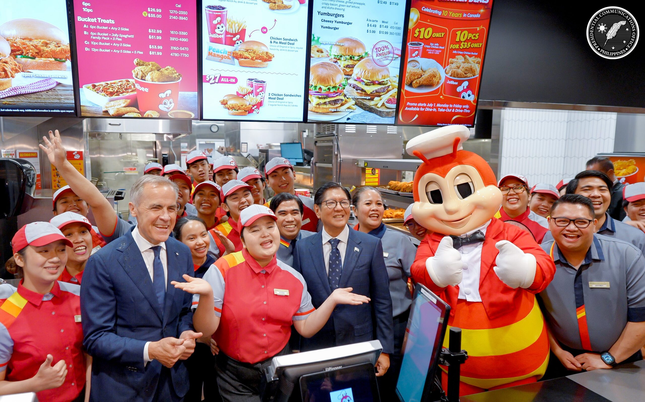 President Ferdinand Marcos Jr., Prime Minister Mark Carney, Jollibee