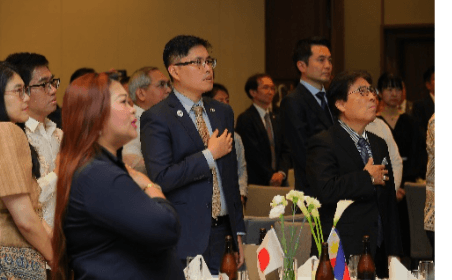Philippine embassy officials in Japan and guests attend the PCCIJ 50th Anniversary 