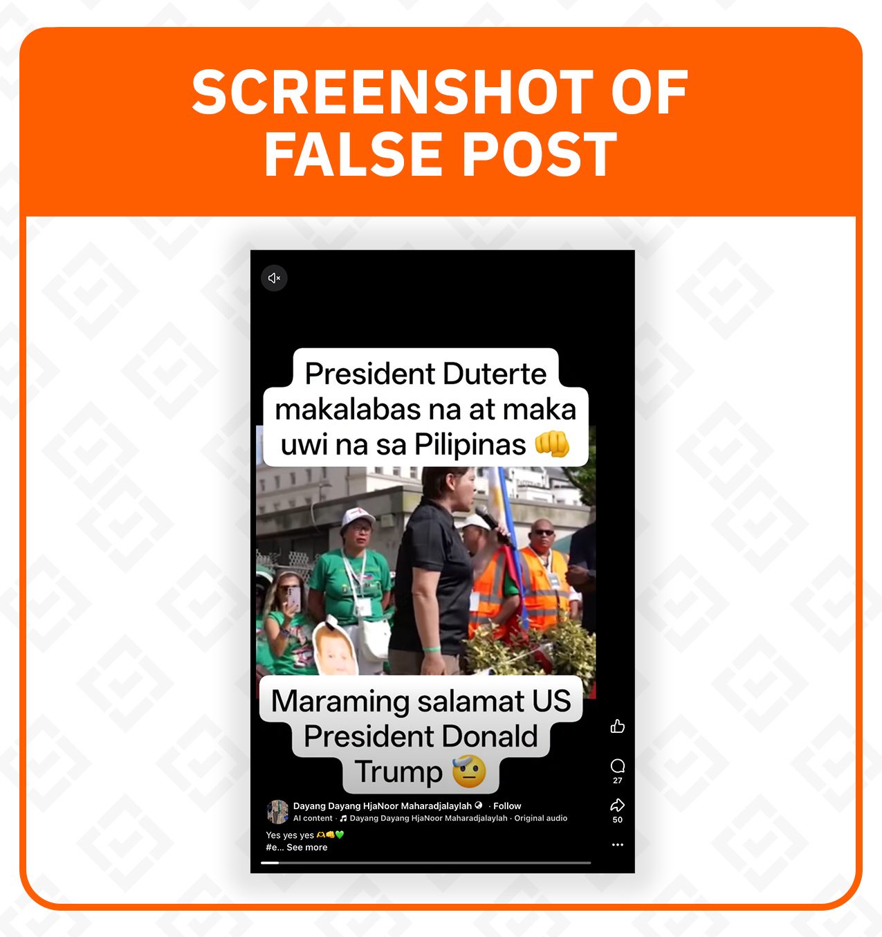 FACT CHECK: VP Sara did not say detained father to return home to PH 'next week'