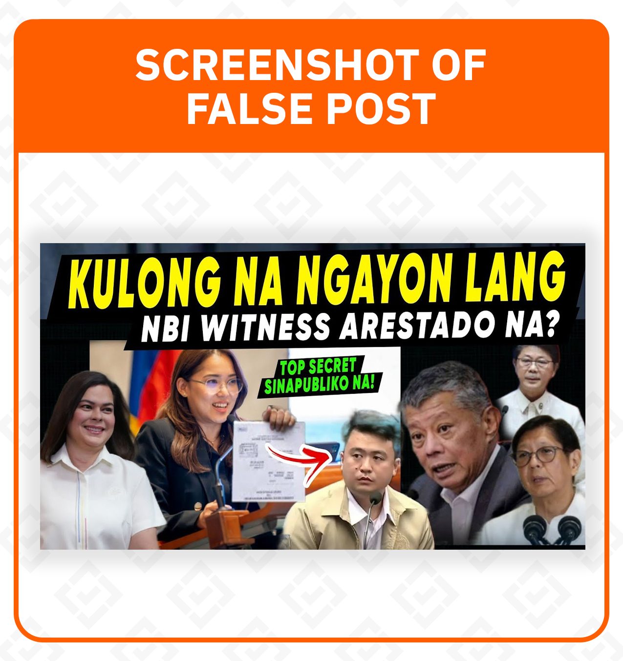 FACT CHECK: NBI agent Calilung not arrested after VP Sara trial testimony