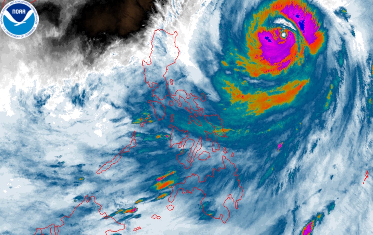Typhoon Inday Downgraded from Super Typhoon over Philippine Sea