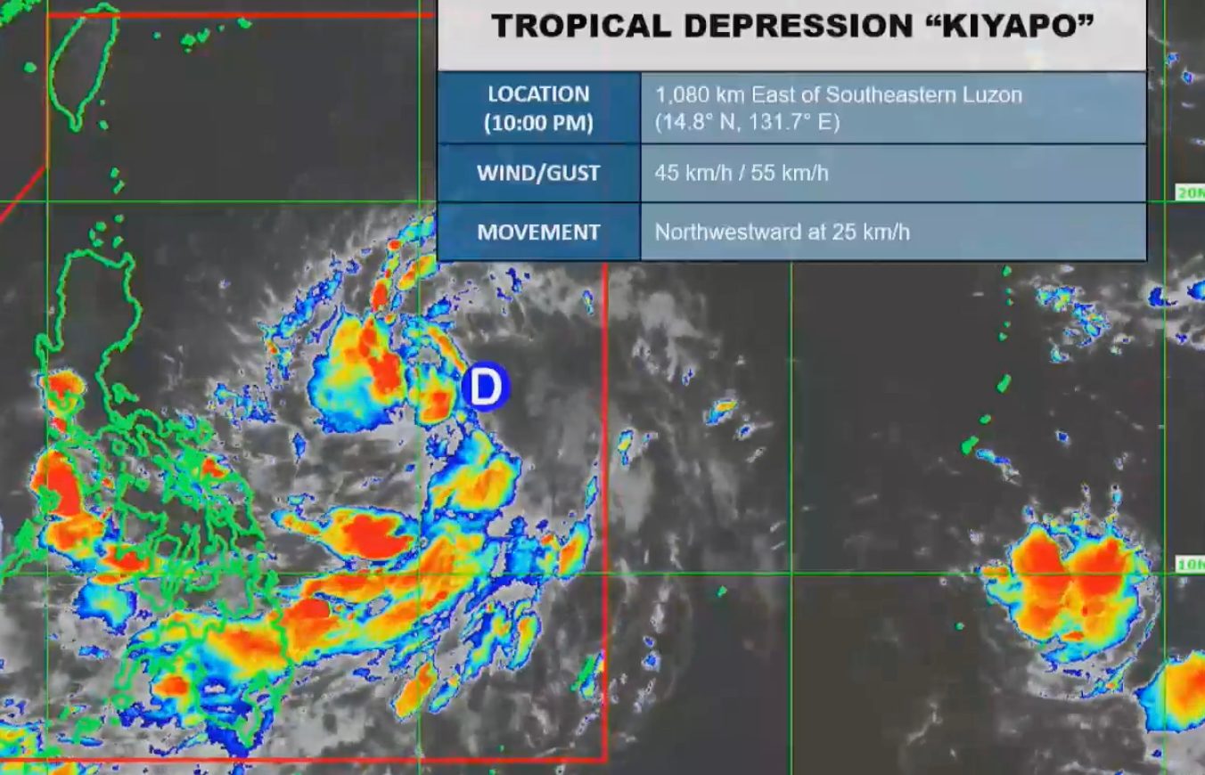 Low pressure area develops into Tropical Depression Kiyapo
