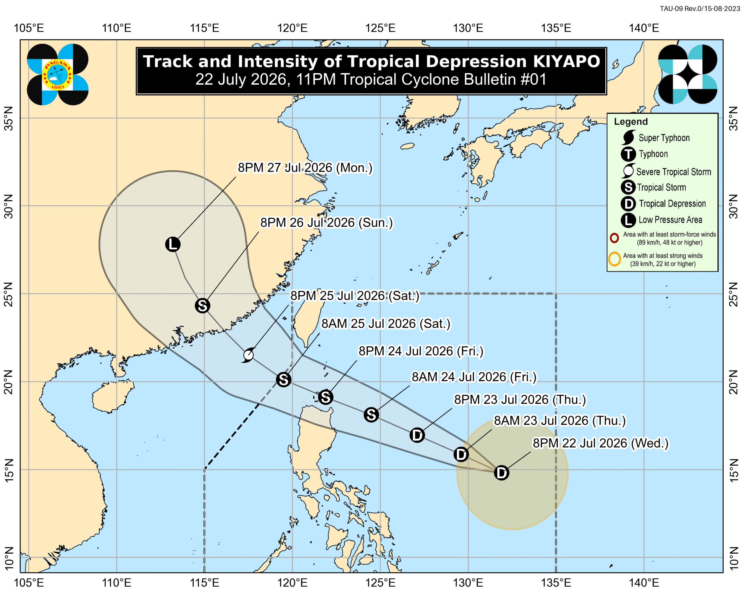 Low pressure area develops into Tropical Depression Kiyapo